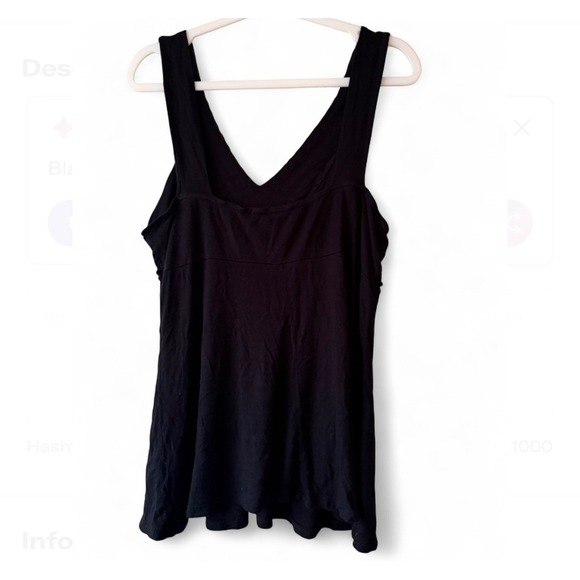 Y2K Black Gem Embellished Babydoll Tank Top V-Neck Festival Top size L-XL - Picture 2 of 4